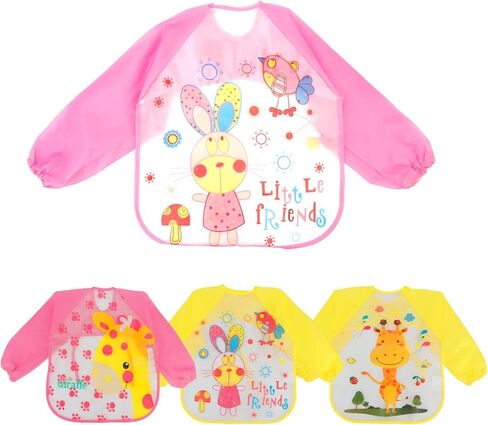 4 عبوات من BAHABY 4 مرايل فنية للأطفال الصغار مريلة رسم للأطفال مقاومة للماء بأكمام طويلة in Kuwait