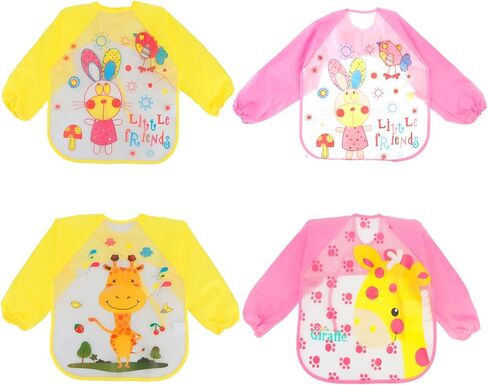 4 عبوات من BAHABY 4 مرايل فنية للأطفال الصغار مريلة رسم للأطفال مقاومة للماء بأكمام طويلة in Kuwait