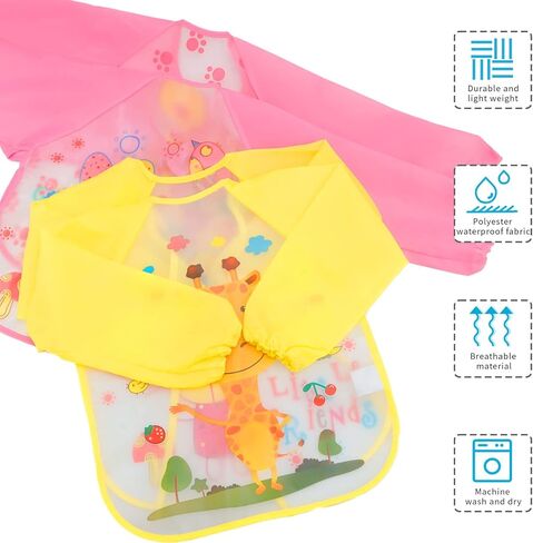 4 عبوات من BAHABY 4 مرايل فنية للأطفال الصغار مريلة رسم للأطفال مقاومة للماء بأكمام طويلة in Kuwait