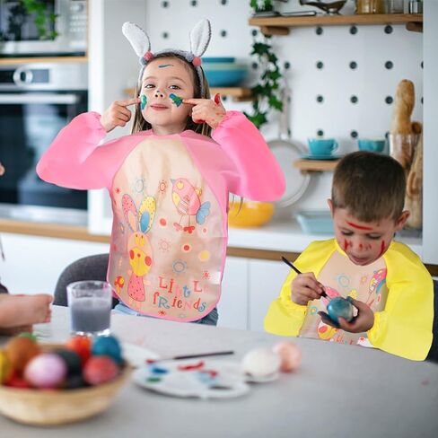 4 عبوات من BAHABY 4 مرايل فنية للأطفال الصغار مريلة رسم للأطفال مقاومة للماء بأكمام طويلة in Kuwait