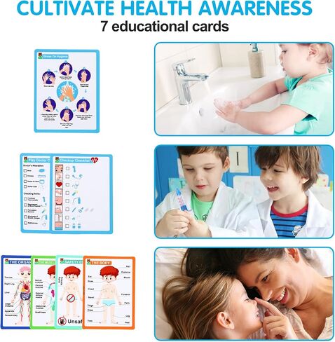 مجموعة أدوات الطبيب للأطفال، مجموعة لعب طبيب للأطفال مكونة من 31 قطعة مع زي لعب الأدوار وحقيبة حمل، مجموعة طبيب تظاهر للأطفال الصغار، هدية عيد ميلاد للفتيات بعمر 3 4 5 6 سنوات in Kuwait