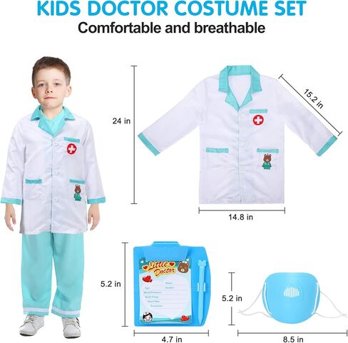 مجموعة أدوات الطبيب للأطفال، مجموعة لعب طبيب للأطفال مكونة من 31 قطعة مع زي لعب الأدوار وحقيبة حمل، مجموعة طبيب تظاهر للأطفال الصغار، هدية عيد ميلاد للفتيات بعمر 3 4 5 6 سنوات in Kuwait