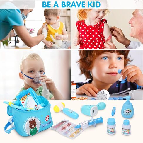 مجموعة أدوات الطبيب للأطفال، مجموعة لعب طبيب للأطفال مكونة من 31 قطعة مع زي لعب الأدوار وحقيبة حمل، مجموعة طبيب تظاهر للأطفال الصغار، هدية عيد ميلاد للفتيات بعمر 3 4 5 6 سنوات in Kuwait