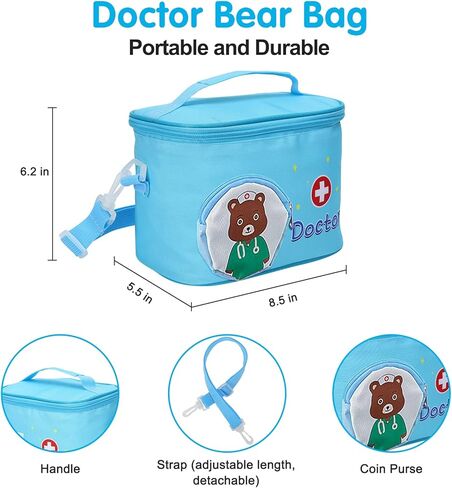 مجموعة أدوات الطبيب للأطفال، مجموعة لعب طبيب للأطفال مكونة من 31 قطعة مع زي لعب الأدوار وحقيبة حمل، مجموعة طبيب تظاهر للأطفال الصغار، هدية عيد ميلاد للفتيات بعمر 3 4 5 6 سنوات in Kuwait