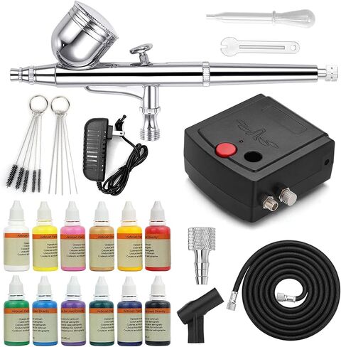 سبيد تول مجموعة فرشاة هوائية مع طلاء من الاكريليك، مجموعة فرش هوائية كاملة مع 12 قطعة × 10 مل، مجموعة الوان من الاكريليك للفنانين والمبتدئين والطلاب in Kuwait