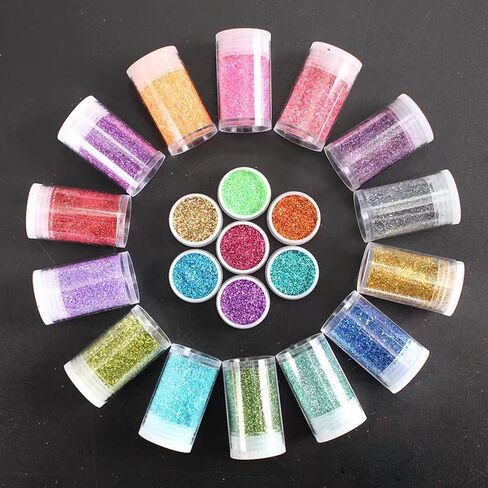 32 Jars Fine Glitter for Nails, Glitter Powder for Resin Art, Ultra Fine Glitter Set for Tumblers, Nail Art, Cosmetic, Slime, Scrapbook in Kuwait