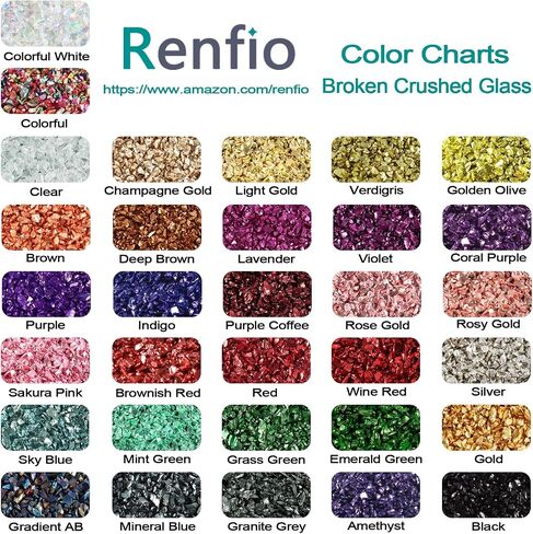 Renfio Broken Crushed Glass Glitter Shards 2-4mm Irregular Small Metallic in Kuwait