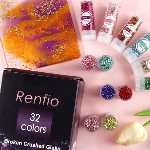 Renfio Broken Crushed Glass Glitter Shards 2-4mm Irregular Small Metallic in Kuwait