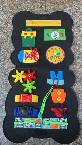 كتاب الأنشطة الهادئة من VMLCtoys Panda، 12 مهارات أساسية. كتاب مشغول للأطفال الصغار، لعبة حسية للأطفال الصغار. تنمية المهارات الحركية والمعرفية والحسية. كتاب السيارة المزدحمة مثالي للسفر in Kuwait