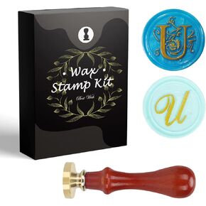 Wax Stamps for Letter Sealing: 2Pcs Style Wax Stamp Sealer Seal Monogram Initial N Kit for Thanksgiving Christmas Halloween Wedding Invitations Party Envelope Alphabet Signatures Stamper Gift