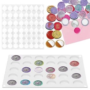 Silicone Wax Seal Mat, 30-Cavity Wax Stamp Seal Mold with 320 PCS Double-Sided Adhesive Dots, Removable Sticky Dots, Waxing Sealing Mold Wax Seal Silicone Pad for DIY Craft Adhesive Wax Seal Stickers in Kuwait