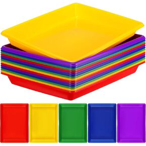 Maitys 15 Pcs Activity Plastic Art Trays 14.57 x 10.63 x 1.77 Inch Large Crafts Organizer Serving Storage Tray for Kids School Classroom DIY Project Painting Home Organizing Supply(Clear)