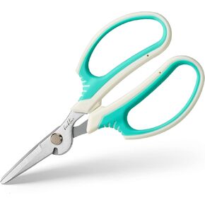 Beaditive Multipurpose Craft Scissors With Wire Cutter - High-Leverage with Sharp Carbon Steel Blades - Ergonomic Sewing Scissors for Heavy Duty Projects - Office, Scrapbook, Leather Scissors