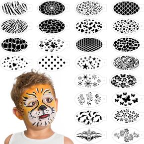 24 Pieces Face Paint Stencils Face Body Painting Stencils Tattoo Painting Templates Face Tracing Stencils for Kids Holiday Halloween Makeup Body Art Painting Tattoos Painting (Cool Style)