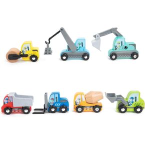 UMU Construction Toy Cars 7 PCS Wooden Kids Mini Vehicles for Toddlers, Compatible to Thomas Train Toys Railway and Major Brands, Best for 3 to 5 Year Old Boys and Girls