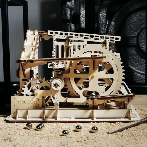 ROKR 3D Wooden Puzzle Mechanical Gears Set DIY Assembly Model Kits Wooden Craft Kits Brain Teaser Games Building Set Best Christmas Birthday Gift for Adults & Kids Age 14+(LG502-Cog Coaster) in Saudi Arabia