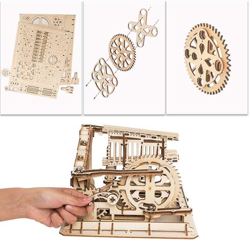 ROKR 3D Wooden Puzzle Mechanical Gears Set DIY Assembly Model Kits Wooden Craft Kits Brain Teaser Games Building Set Best Christmas Birthday Gift for Adults & Kids Age 14+(LG502-Cog Coaster) in Saudi Arabia