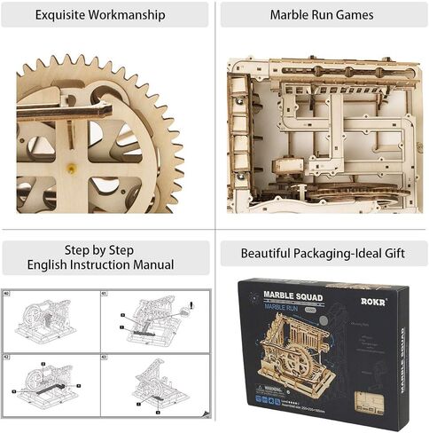 ROKR 3D Wooden Puzzle Mechanical Gears Set DIY Assembly Model Kits Wooden Craft Kits Brain Teaser Games Building Set Best Christmas Birthday Gift for Adults & Kids Age 14+(LG502-Cog Coaster) in Saudi Arabia