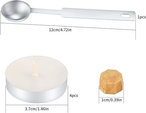 320 Pcs Wax Seal Beads, Octagon Wax Sealing Beads, Gold/Red Wax Seals Stamp Kit with with 4 Pcs Tea Candles and a Wax Melting Spoon for Crafts Letter Wine Party Invitations Greeting Cards Sealing in Kuwait