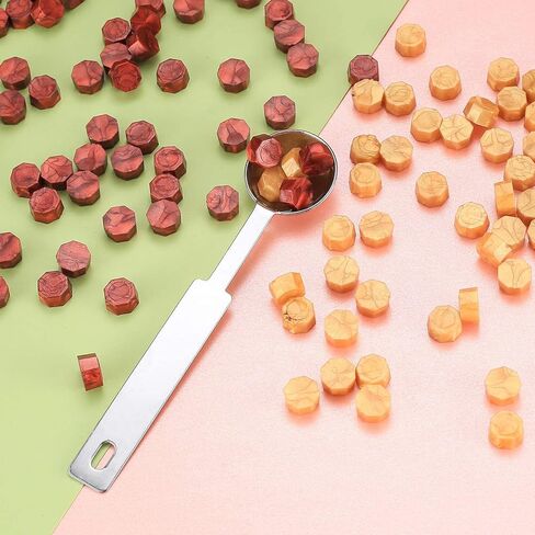 320 Pcs Wax Seal Beads, Octagon Wax Sealing Beads, Gold/Red Wax Seals Stamp Kit with with 4 Pcs Tea Candles and a Wax Melting Spoon for Crafts Letter Wine Party Invitations Greeting Cards Sealing in Kuwait