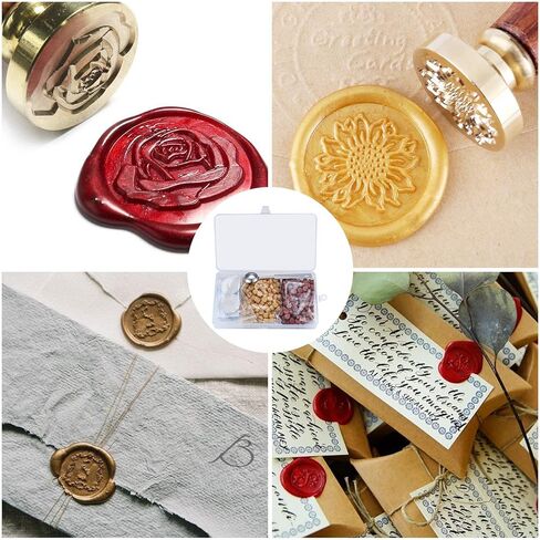 320 Pcs Wax Seal Beads, Octagon Wax Sealing Beads, Gold/Red Wax Seals Stamp Kit with with 4 Pcs Tea Candles and a Wax Melting Spoon for Crafts Letter Wine Party Invitations Greeting Cards Sealing in Kuwait