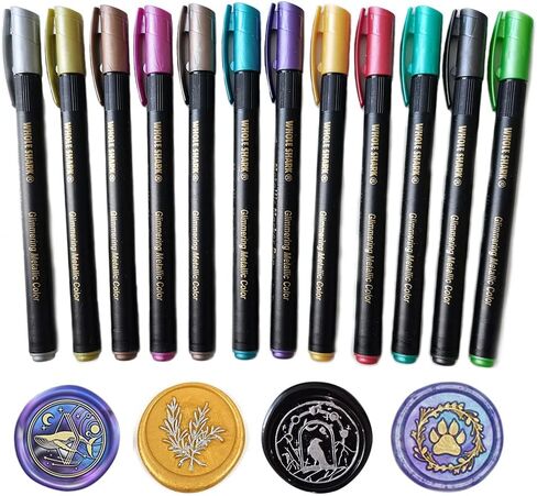 Wax Seal Pen Kit, 12 Pieces Metallic Marker Pens for Wax Seal Stamp Decorate,Wax Seal Pens Set Suitable for All Sealing Wax Beads,WaxSeal Sticks (12 PCS Wax seal pen) in Kuwait