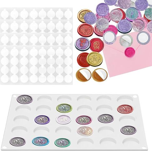 Silicone Wax Seal Mat, 30-Cavity Wax Stamp Seal Mold with 320 PCS Double-Sided Adhesive Dots, Removable Sticky Dots, Waxing Sealing Mold Wax Seal Silicone Pad for DIY Craft Adhesive Wax Seal Stickers in Kuwait