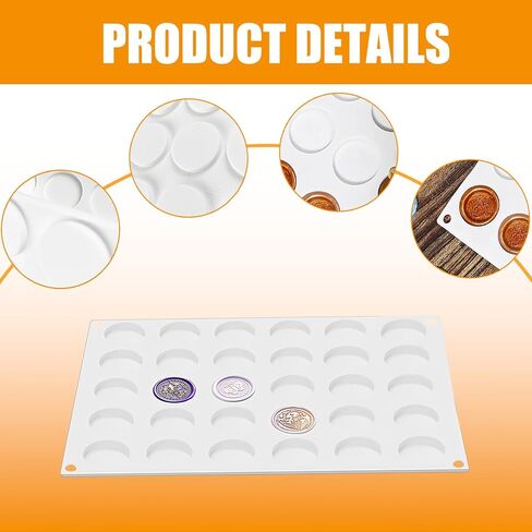 Silicone Wax Seal Mat, 30-Cavity Wax Stamp Seal Mold with 320 PCS Double-Sided Adhesive Dots, Removable Sticky Dots, Waxing Sealing Mold Wax Seal Silicone Pad for DIY Craft Adhesive Wax Seal Stickers in Kuwait