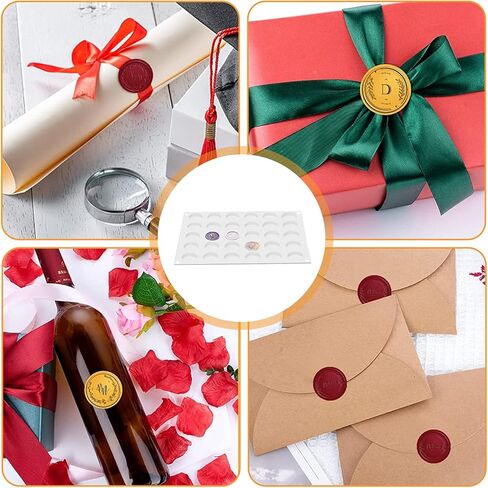 Silicone Wax Seal Mat, 30-Cavity Wax Stamp Seal Mold with 320 PCS Double-Sided Adhesive Dots, Removable Sticky Dots, Waxing Sealing Mold Wax Seal Silicone Pad for DIY Craft Adhesive Wax Seal Stickers in Kuwait