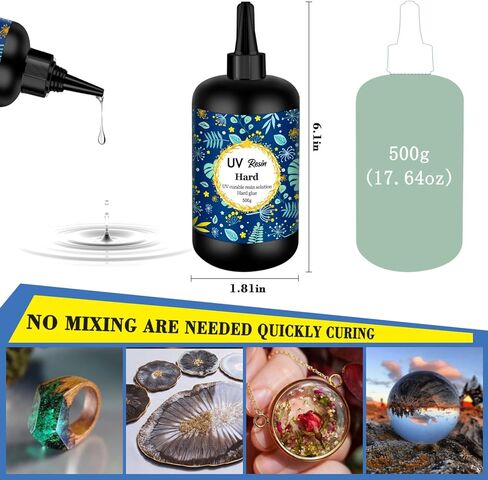 UV Resin 500g Transparent Ultraviolet Curing Clear Hard Type Resin, Solar Cure Resin for DIY UV Resin Jewelry Making in Kuwait