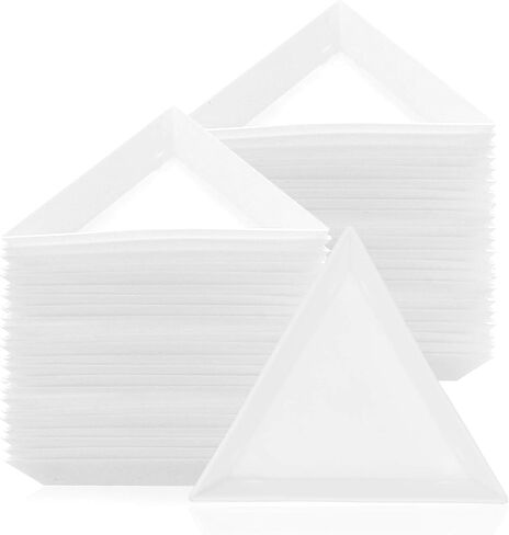 Triangle Sorting Trays,100 Pieces Plastic White Magical Sequin Rhinestones Tray Triangle Sorting Storage Plates Art Tray for Craft and DIY Needs (Circle) in Saudi Arabia