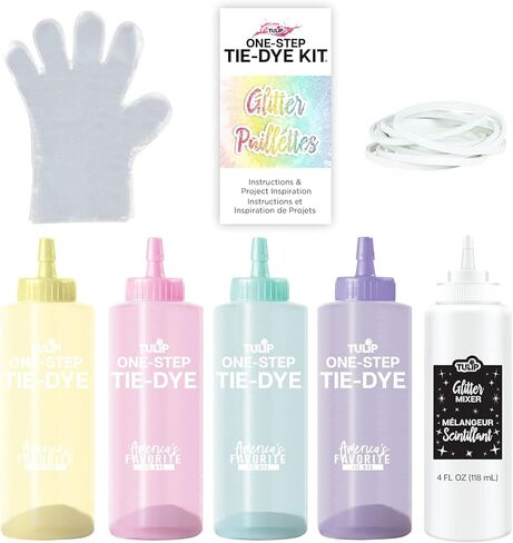 Tulip One-Step Tie-Dye Kit Easy Techniques for Sparkly Designs on Clothes, Shirts, Shoes, Pastel Dye Colors DIY Activity & Gift Idea, Glitter in Kuwait