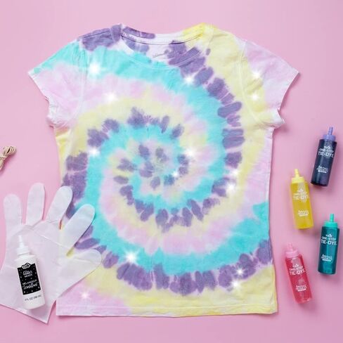 Tulip One-Step Tie-Dye Kit Easy Techniques for Sparkly Designs on Clothes, Shirts, Shoes, Pastel Dye Colors DIY Activity & Gift Idea, Glitter in Kuwait