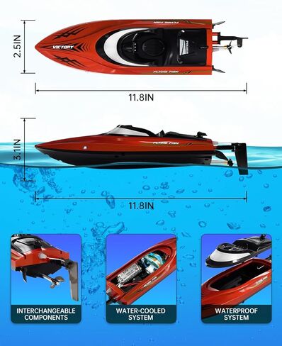 Remote Control Boat,2.4GHZ Brushless RC Racing Boats,25KM/H High Speed Electronic RC Boat for Kids&Adults(H1-RED) in Kuwait