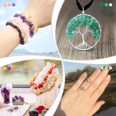 مجموعة صنع الخواتم، طقم صنع المجوهرات 1718 قطعة مع 28 لونًا من خرزات رقاقة الأحجار الكريمة الكريستالية، وأدوات مقاس الخاتم، وأسلاك المجوهرات، وكماشة المجوهرات وغيرها من مستلزمات صنع خواتم المجوهرات in Kuwait