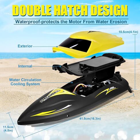 Hosim Brushless RC Boat، قوارب سباق سريعة للتحكم عن بعد 2.4 جيجا هرتز مع أضواء LED للبحار وحمامات السباحة والبحيرات، لعبة قارب سريع للبالغين من الأولاد والبنات، بطاريتان للعب لمدة 40+ دقيقة (أحمر) in Kuwait