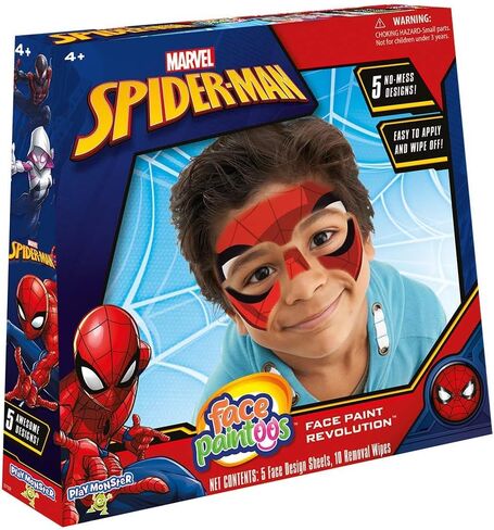 Face Paintoos - Marvel Spider-Man - تصميم وجه لبديل طلاء الوجه للأطفال من عمر 4 سنوات فما فوق in Saudi Arabia