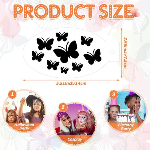 24 Pieces Face Paint Stencils Face Body Painting Stencils Tattoo Painting Templates Face Tracing Stencils for Kids Holiday Halloween Makeup Body Art Painting Tattoos Painting (Cool Style) in Kuwait
