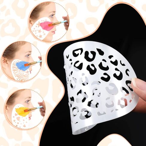 24 Pieces Face Paint Stencils Face Body Painting Stencils Tattoo Painting Templates Face Tracing Stencils for Kids Holiday Halloween Makeup Body Art Painting Tattoos Painting (Cool Style) in Kuwait
