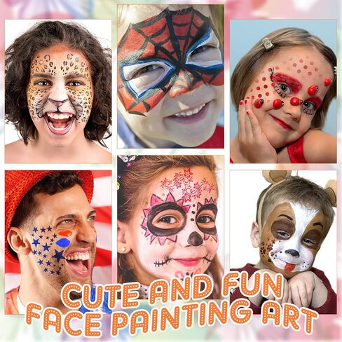 24 Pieces Face Paint Stencils Face Body Painting Stencils Tattoo Painting Templates Face Tracing Stencils for Kids Holiday Halloween Makeup Body Art Painting Tattoos Painting (Cool Style) in Kuwait