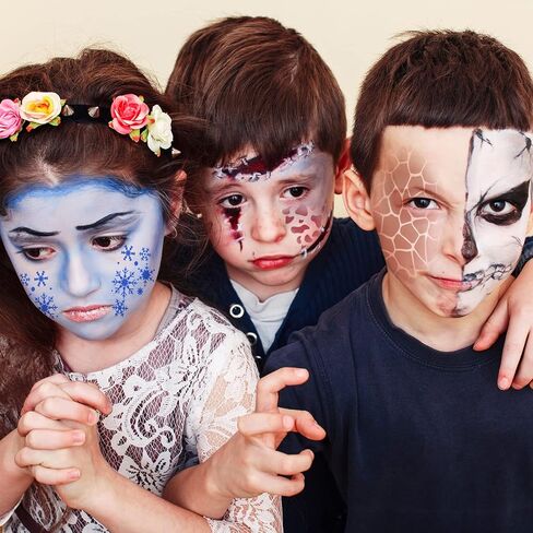 24 Pieces Face Paint Stencils Face Body Painting Stencils Tattoo Painting Templates Face Tracing Stencils for Kids Holiday Halloween Makeup Body Art Painting Tattoos Painting (Cool Style) in Kuwait