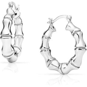 SolidSilver - أقراط من الفضة الإسترلينية 25 مم من الخيزران ديزيجين كليك توب هوب | فضة استرلينية أو ذهب أصفر مغمس in Kuwait