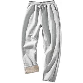 HeSaYep Men's Fleece Sweatpants Sherpa Lined Sweatpants Winter Warm Pants Lounge Athletic Pants with Pockets
