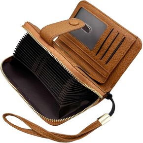 YUHAN PRETTY RFID Blocking Credit Card Holder Wallets for Women Large Capacity Wristlet Bifold Leather Card Case Organizer(Vintage Purple)