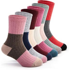 Kids Wool Socks Boys Winter Warm Socks Thicken Thermal Crew Socks for Boys 6 Pairs