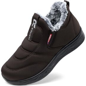 SHIBEVER Womens Winter Snow Boots: Black Waterproof Insulated Warm Fur Lined Ankle Booties Anti-Slip Slip On Walking Comfortable Outdoor Boot Size