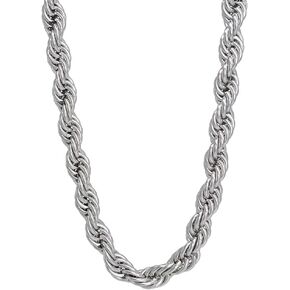 TUOKAY Big Silver Stainless Steel Rope Chain Necklace for Men Women 24 inch Length Chain 11mm Thick Rapper Rope Chain Costume for Rapper and Rap Gangsta in Kuwait