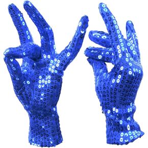 Adults Sparkling Sequin Dance Gloves Costume Halloween Glitter Short Gloves