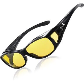 DUCO Night Vision Glasses for Driving at Dusk Rainy Day Anti Glare Fit Over Wrap Around Eyewear Glasses UV400 Polarized 8953Y