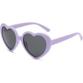 WHHJM Kids Polarized Heart Sunglasses for Girls Age 2-9 Fashion Lovely Heart Shaped Frame Sun Glasses